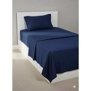 Pottery Barn Teen Twin XL Sheet Set Navy Blue 100% Organic Cotton 3 Piece Dorm